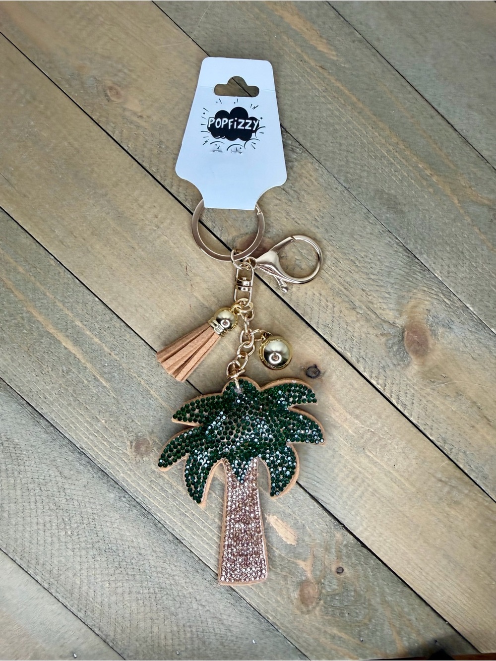 Bedazzled Palm Tree Crystal Keychain Bag Charm!!